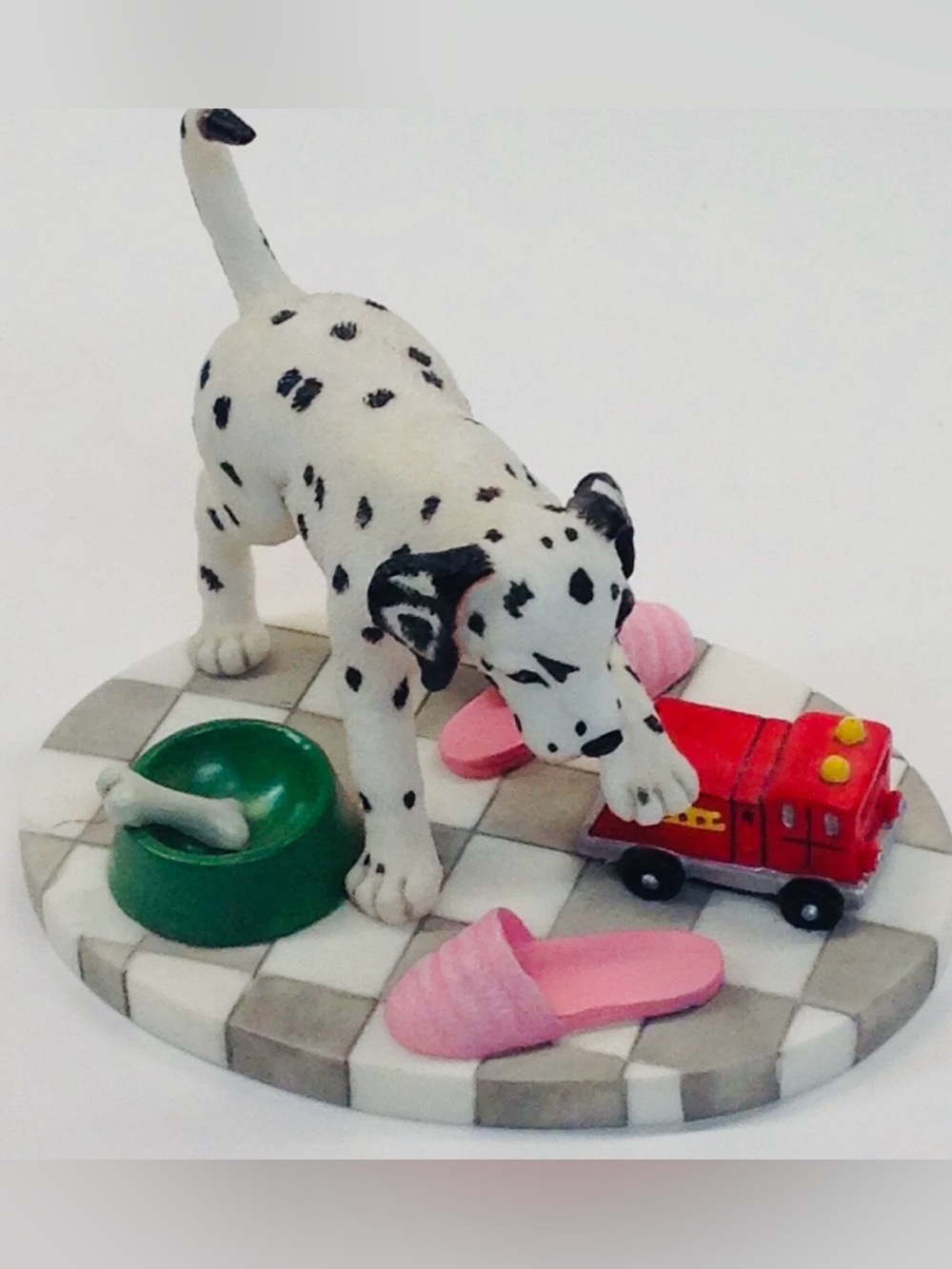 Hamilton Collection Dalmatian Dog Figurine Spot Plays With Fire Truck 1996